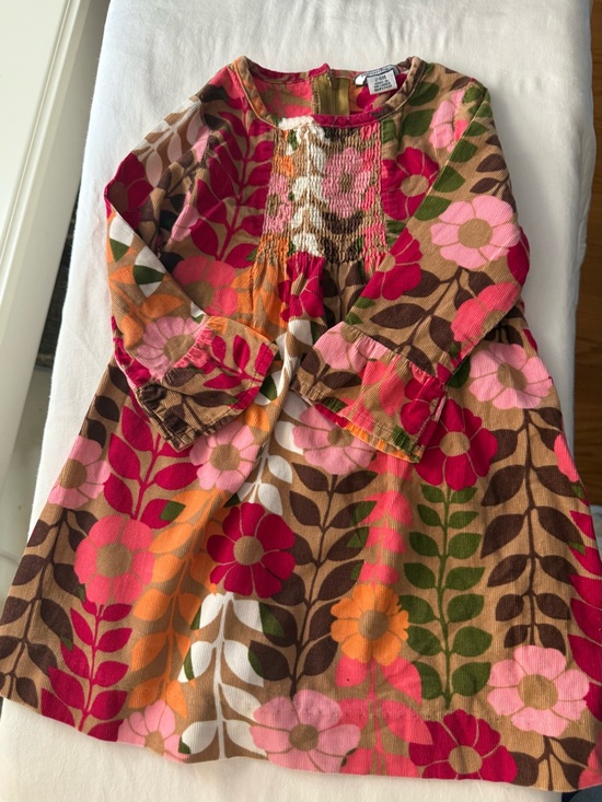 Hartstrings Other - Hartstrings Floral Corduroy Dress in Brown, Pink, Orange, Green